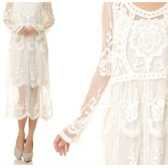 Entro Lovely Lace Dress Wedding Dress Boho Lace Rehersal, Crochet, S - Picture 1 of 11